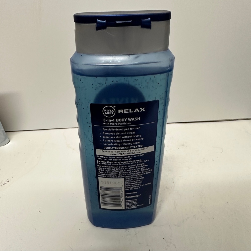 Nivea for Men Relax Body Wash 3 in 1 Body Hair Face 16.9 OZ HTF - Picture 4 of 4